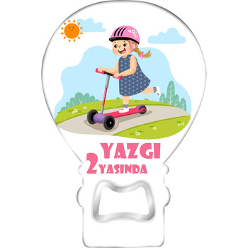 Pembe Kasklı Scootercı Kız Temalı Balon Magnet Açacak