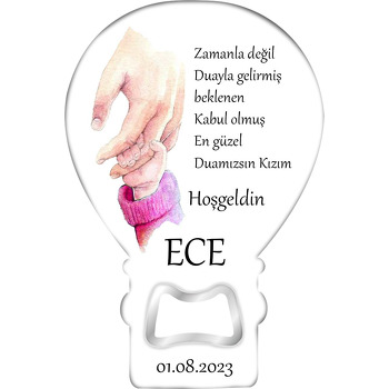 Pembe Kazaklı Bebek Eli Temalı Balon Magnet Açacak