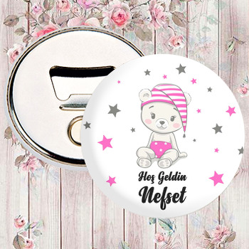 Pembe Kukuletalı Ayıcık Temalı Magnet Açacak