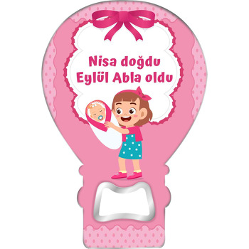 Pembe Kurdele ile Abla Kardeş Temalı Balon Magnet Açacak