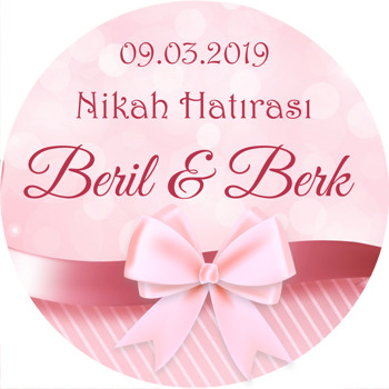 Pembe Kurdele Temalı Söz Nişan Nikah Sticker