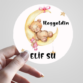 Pembe Kurdeleli Ayda Ayıcık ile Oyuncak Temalı Sticker