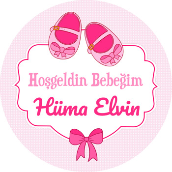 Pembe Kurdeleli Bebek Ayakkabı Temalı Akrilik Daire Magnet