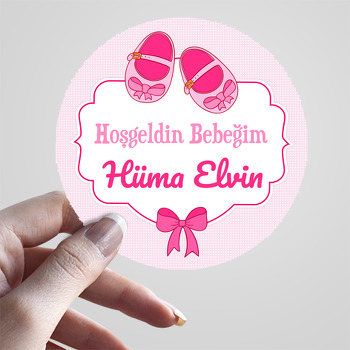 Pembe Kurdeleli Bebek Ayakkabı Temalı Sticker