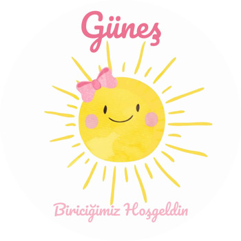 Pembe Kurdeleli Güneş Temalı Akrilik Daire Magnet