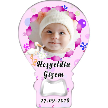 Pembe Leylek Çerçeveli Temalı Balon Magnet Açacak