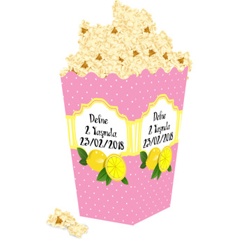 Pembe Limon Temalı Popcorn Kutusu