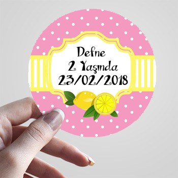 Pembe Limon Temalı Sticker