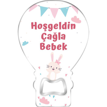 Pembe Mavi Flama ile Tavşan Temalı Balon Magnet Açacak