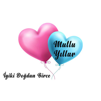 Pembe Mavi Kalp Balon Temalı Doğum Günü Afiş