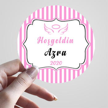 Pembe Melek Kanadı Temalı Parti Sticker