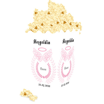 Pembe Melek Kanadı Temalı Popcorn Kutusu