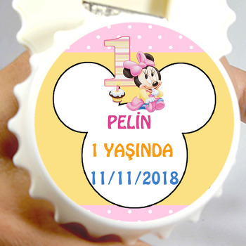 Pembe Mickey Temalı Kapak Şekilli Magnet Açacak