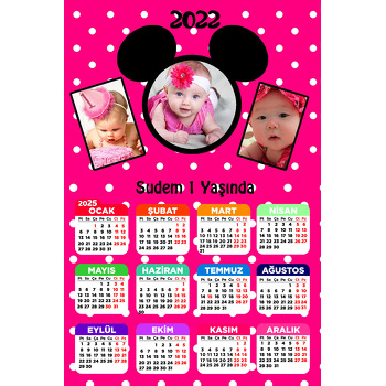 Pembe Mickey Temalı Takvim Magnet