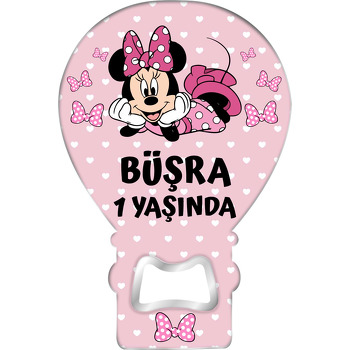 Pembe Minnie Mouse ile Kalpli Fon Temalı Balon Magnet Açacak