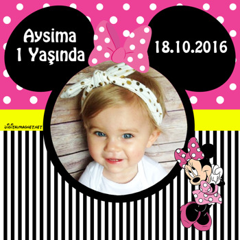 Pembe Minnie Mouse Temalı   Kare Parti Afiş