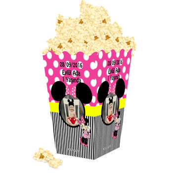 Pembe Minnie Mouse Temalı Popcorn Kutusu