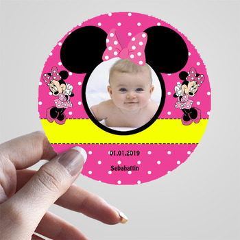 Pembe Minnie Mouse Temalı Resimli Sticker