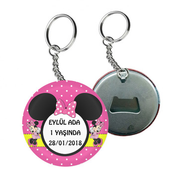 Pembe Minnie MouseTemalı Arkası Açacak Anahtarlık