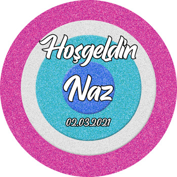 Pembe Nazar Boncuğu Temalı Akrilik Daire Magnet