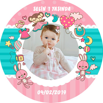 Pembe Oyuncak Tavşan Temalı Resimli Sticker