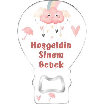 Pembe Pamuk Şeker Bulut Temalı Balon Magnet Açacak