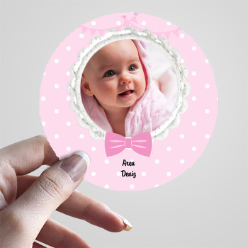 Pembe Papyon Temalı Bebek Sticker