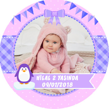 Pembe Penguen Temalı Resimli Sticker