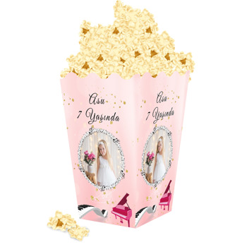 Pembe Piyano Temalı Popcorn Kutusu