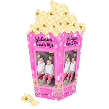 Pembe Prenses Temalı Popcorn Kutusu