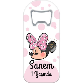 Pembe Puantiye ile Kurdeleli Minnie Portresi Temalı Uzun Magnet Açacak