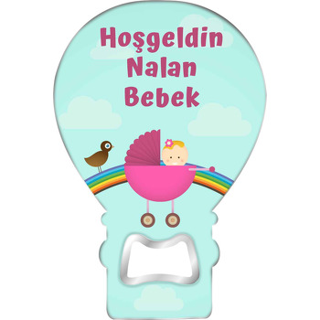 Pembe Pusetli Bebek ile Gökkuşağı Temalı Balon Magnet Açacak