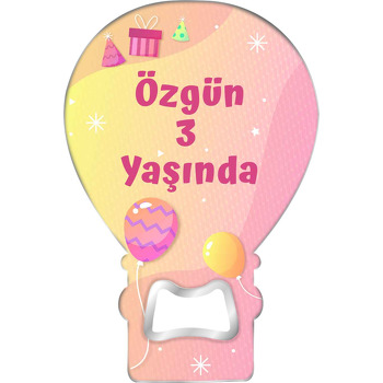 Pembe Sarı Balonlu Amorf Çerçeve Temalı Balon Magnet Açacak