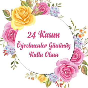 Pembe Sarı Güller ile Öğretmenler Günü Temalı Kare Doğum Günü Parti Afiş