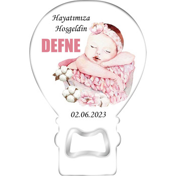 Pembe Sepette Uyuyan Bebek Temalı Balon Magnet Açacak