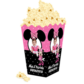 Pembe Siyah Mickey Temalı Popcorn Kutusu