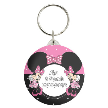 Pembe Siyah Minnie Mouse Temalı Anahtarlık