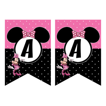 Pembe Siyah Minnie Mouse Temalı Flama Banner