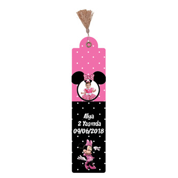 Pembe Siyah Minnie Mouse Temalı Kitap Ayracı