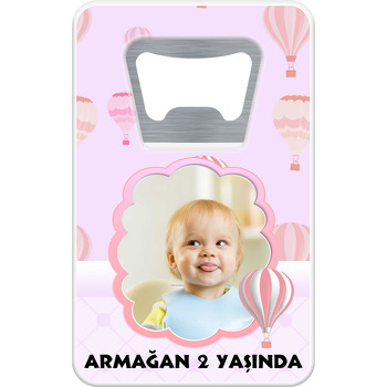 Pembe Soft Uçan Balon Temalı Dikdörtgen Magnet Açacak