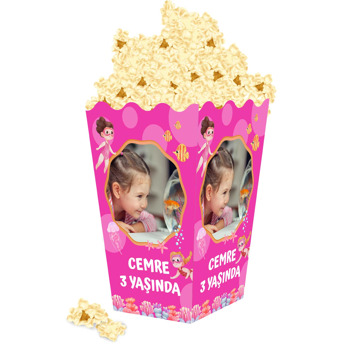 Pembe Su Altı ve Yüzücüler Temalı Popcorn Kutusu