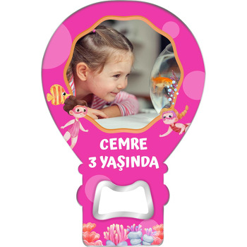 Pembe Su Altı ve Yüzücüler Temalı Resimli Balon Magnet Açacak