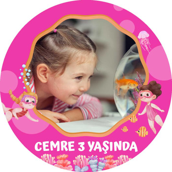 Pembe Su Altı ve Yüzücüler Temalı Sticker