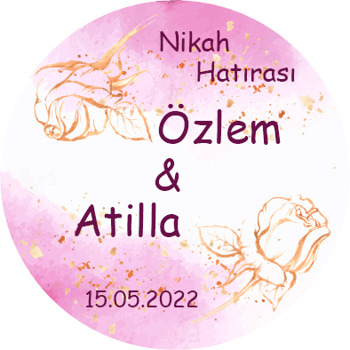 Pembe Suluboya Fonda Gold Güller Temalı Sticker