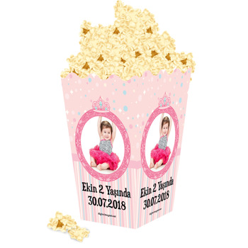 Pembe Taçlı Temalı Popcorn Kutusu