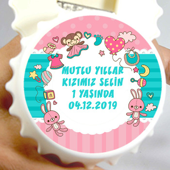 Pembe Tavşan Temalı Kapak Şekilli Magnet Açacak