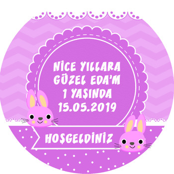 Pembe Tavşan Temalı Sticker