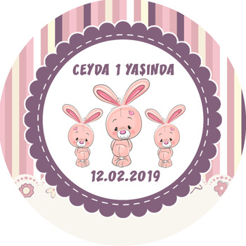 Pembe Tavşan Temalı Sticker