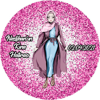 Pembe Tesettürlü Gelin Temalı Sticker