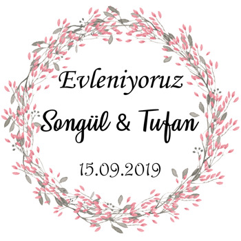 Pembe Tomurcuk Temalı Söz Nişan Nikah Sticker